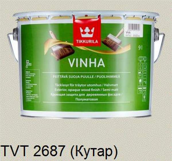 Краска-антисептик "Винха" (Vinha) TVT 2687 кроющая для дерева база VVA "Tikkurila" (10 л)