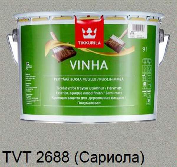 Краска-антисептик "Винха" (Vinha) TVT 2688 кроющая для дерева база VVA "Tikkurila" (10 л)