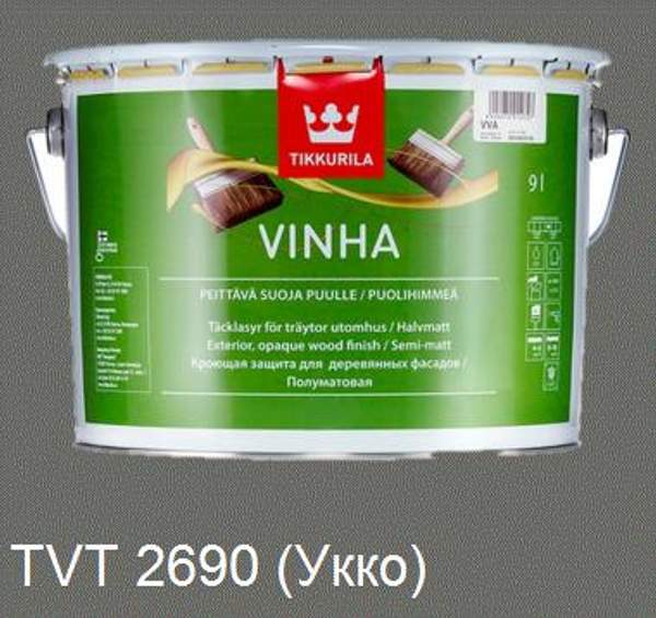 Краска-антисептик "Винха" (Vinha) TVT 2690 кроющая для дерева база VC "Tikkurila" (3 л)