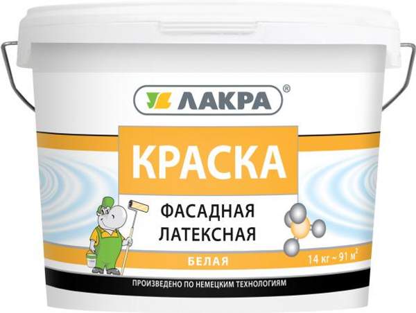 Краска фасадная латексная ЛАКРА Белая матовая 14 кг