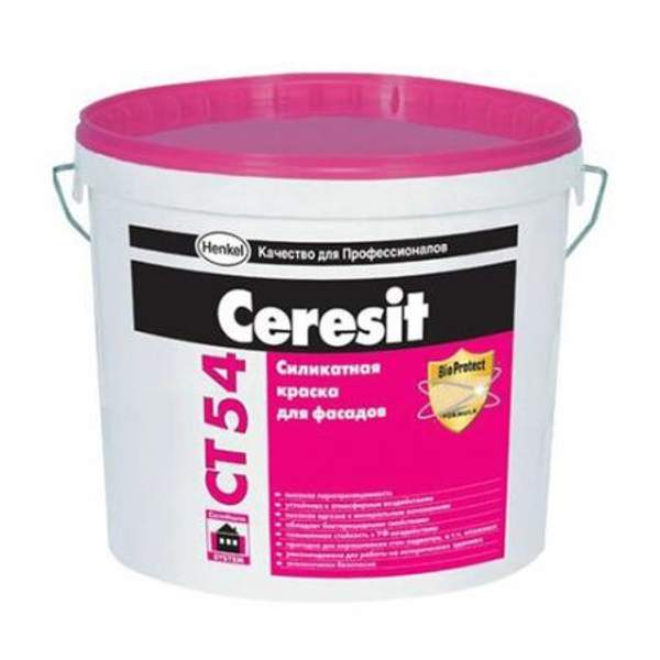 Краска фасадная силикатная «Ceresit CT 54» 15 л