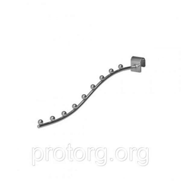 Кронштейн на овальную трубу изогнутый на 9 шаров L=350, хром