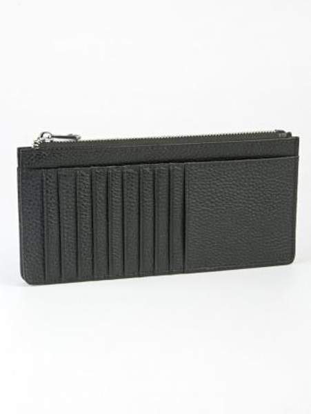 Купюрница мужская, на застежке молнии, из натуральной кожи, черного цвета