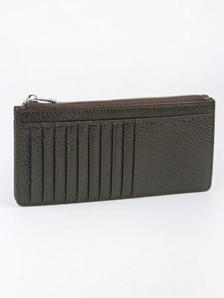 Купюрница мужская, на застежке молнии, из натуральной кожи, коричневого цвета