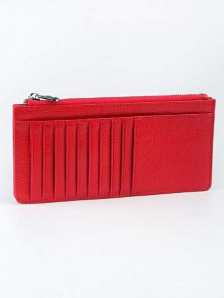 Купюрница мужская, на застежке молнии, из натуральной кожи, красного цвета
