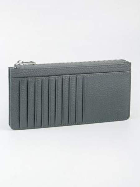 Купюрница мужская, на застежке молнии, из натуральной кожи, серого цвета