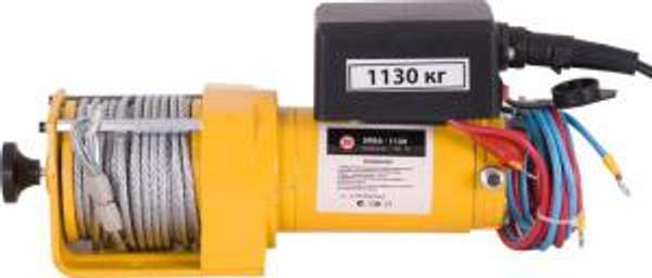 Лебедка электрическая ЭЛБА-1130 (12В, до 565/1130кг,2,2кВт,трос 14м/4,8мм) КАЛИБР