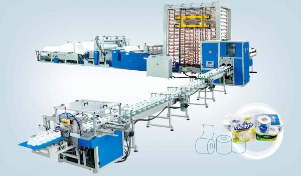 Линия по производству и упаковке туалетной бумаги и кухнных полетенец