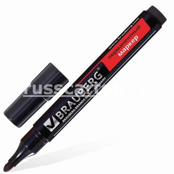 Маркер перманентный BRAUBERG "Contract", ЧЕРНЫЙ, 3 мм