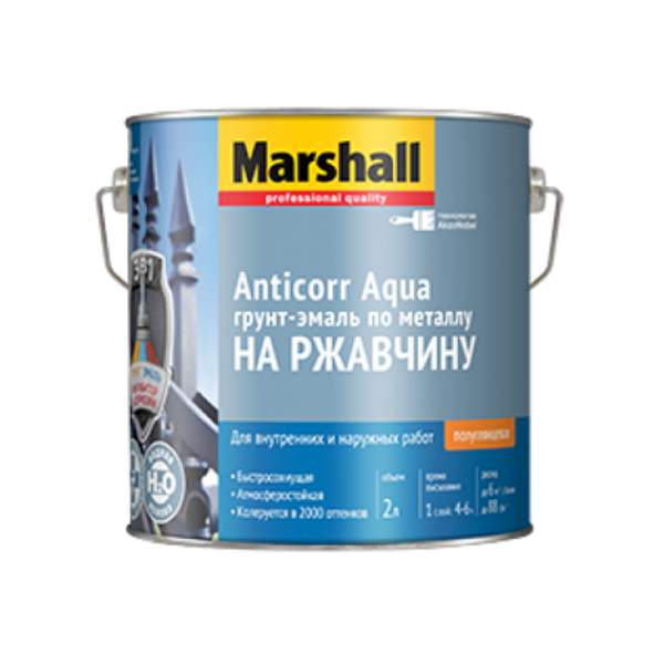MARSHALL ANTICORR AQUA ГРУНТ-ЭМАЛЬ ПО МЕТАЛЛУ НА РЖАВЧИНУ НА ВОДНОЙ ОСНОВЕ Маршалл