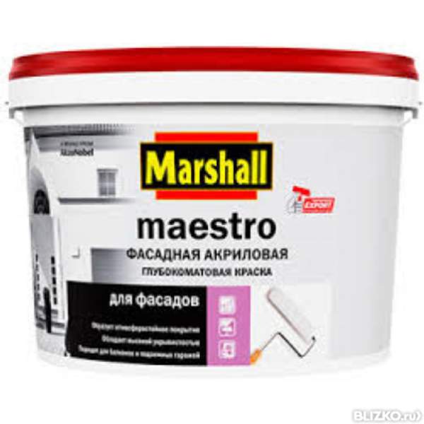 MARSHALL MAESTRO ФАСАДНАЯ АКРИЛОВАЯ КРАСКА ДЛЯ ФАСАДНЫХ ПОВЕРХНОСТЕЙ ГЛУБОКОМАТОВАЯ Маршалл
