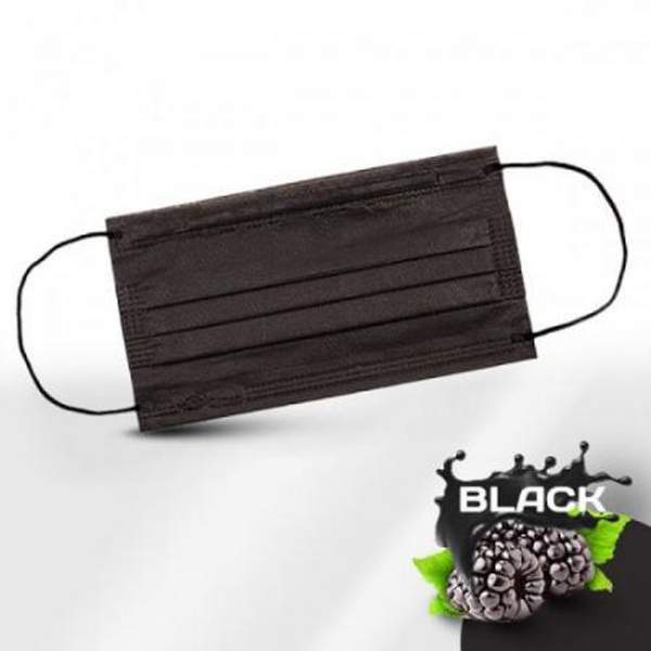 Маска одноразовая черная в 3-сл. с нос. фиксатором в п/э (черн.)