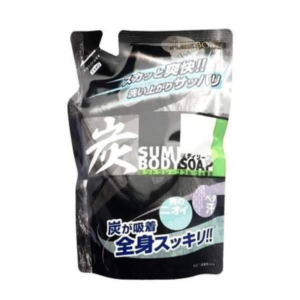 MITSUEI Крем-мыло для мужчин с древесным углем Mitsuei Sumi Body Soap, 400ml