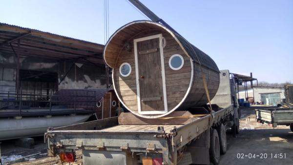 Мобильная баня бочка 3м изготовление во Владивостоке