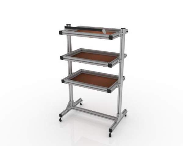 Мобильный стеллаж с 3-мя полками из фанеры