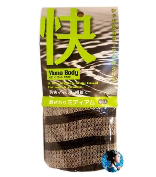 Мочалка для тела средней жесткости Серо-Черная OHE Nylon Towel Medium Gray-Black