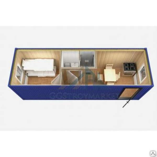 Модульная бытовка БК 6х2,4 с туалетом и душем (малый санузел в центре)