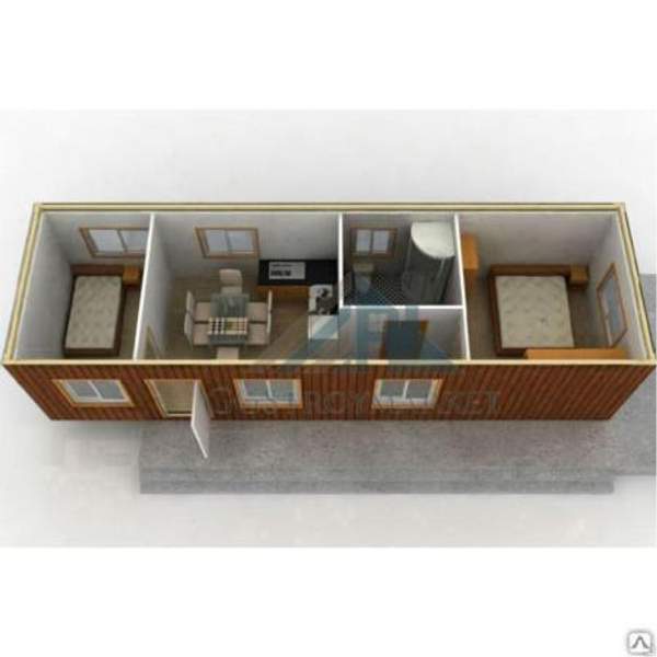 Модульная бытовка БК 9х2,4 с туалетом и душем