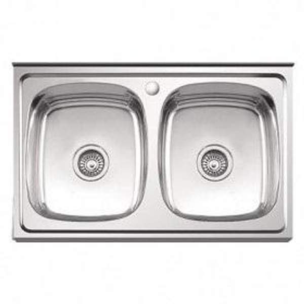 Мойка для кухни накладная Milani 800х500х0,8мм две чаши код 002604