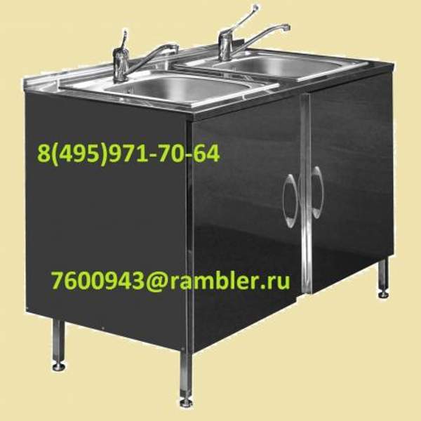 Мойка тумба с двумя врезными чашами из нержавеющей стали марки AISI 304
