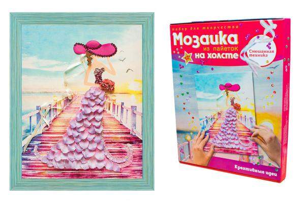 Мозайка из пайеток на холсте Незнакомка Волшебная мастерская