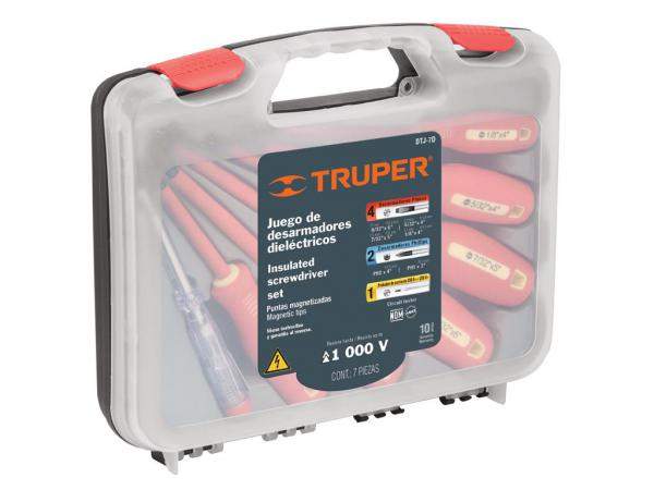 Набор диэлектрических отверток.Сталь хром-ванадий. Намагниченные наконечники. Работа под напряжением 1000 В DTJ-7D