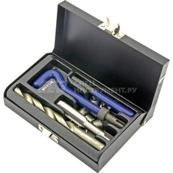 Набор для восстановления резьбы (вставки M12x1.75, длина 16.3мм, 10шт) 14 предметов