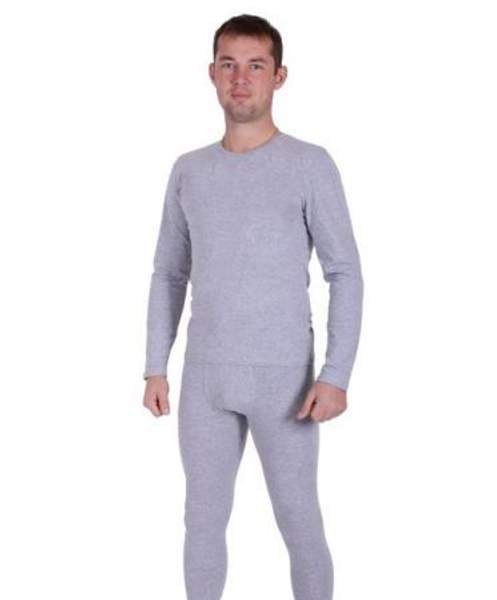 Нательное белье мужское комплект футболка дл/р + кальсоны кулирка серый