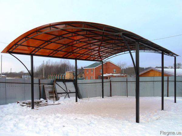 Навесы для машин Кривой Рог. Односкатный навес. Двускатный