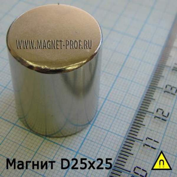 Неодимовый магнит диск 25х25 мм, N38