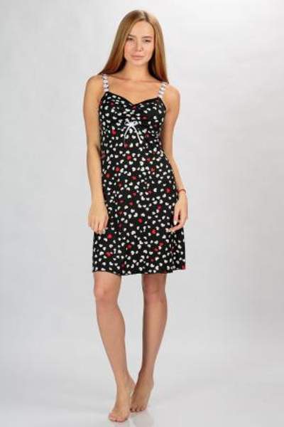 Ночная сорочка Black heart-1 черный с сердечками