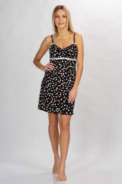 Ночная сорочка Black heart-2 черный с сердечками