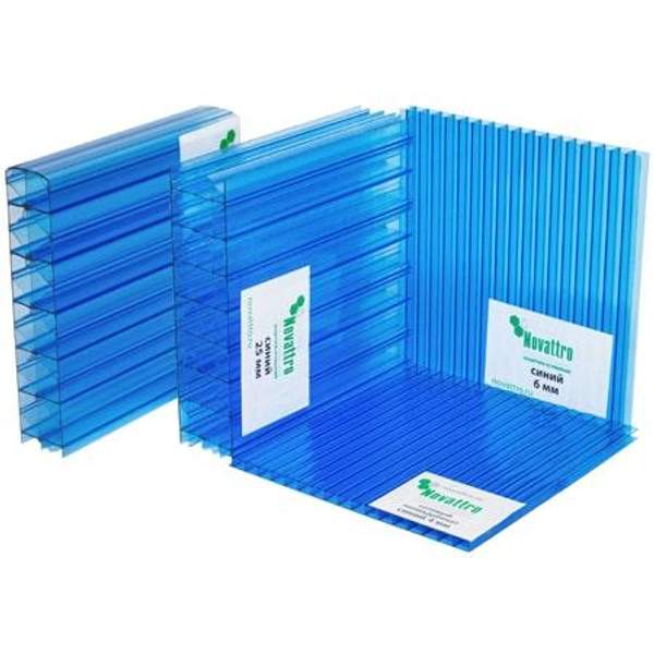 Novattro Сотовый поликарбонат 4 мм NOVATTRO ГОСТ 2,1*6 м синий