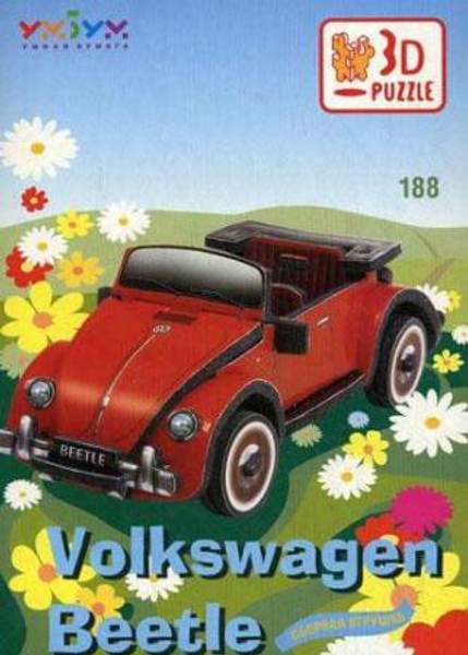 Объемный пазл. Сборная игрушка Volkswagen Beetle. Материал: картон + изолон. Формат: mini 188