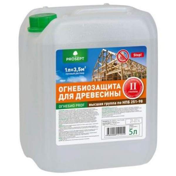 Огнебиозащита для дерева PROSEPT ОГНЕБИО PROF-1 гр, 10 л