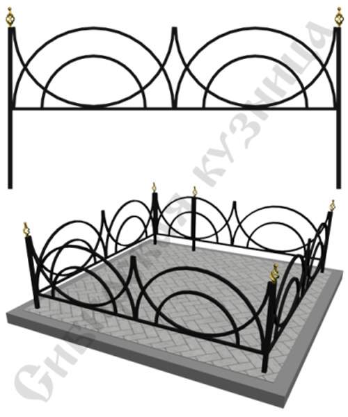 Оградка металлическая на кладбище №16 - изготовим "под ключ"