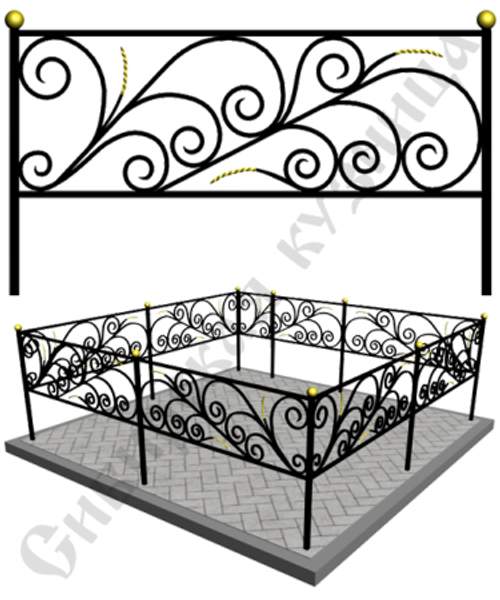 Оградка металлическая на кладбище №8 - изготовим "под ключ"