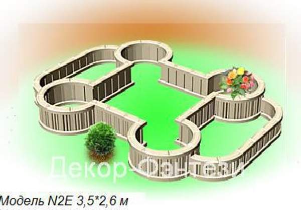 Ограждение для клумб сборное модель N2е 3,5*2,6 м двухуровневое