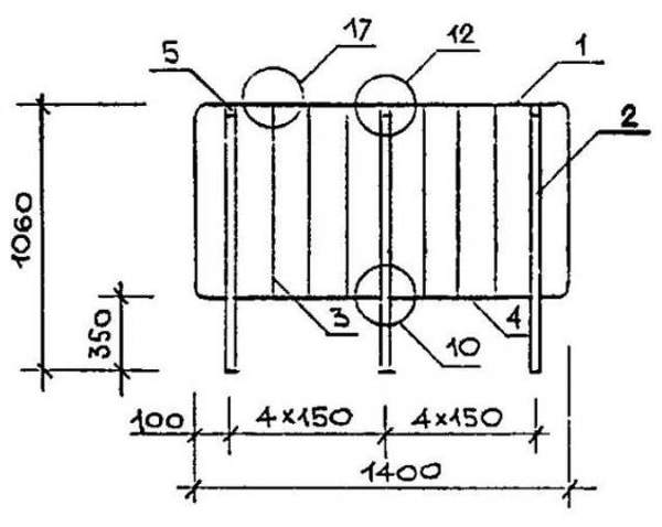 Ограждение ОМВ 14-1 серии 1.050.9-4.93 верхних лестничных площадок