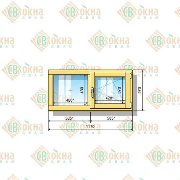 Окно ОД ОСП 570 х 1170 мм ГОп