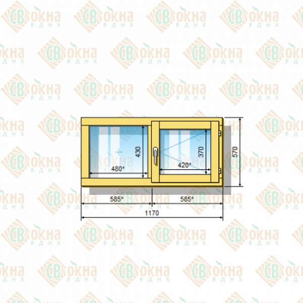 Окно ОД ОСП 570 х 1170 мм ГПп