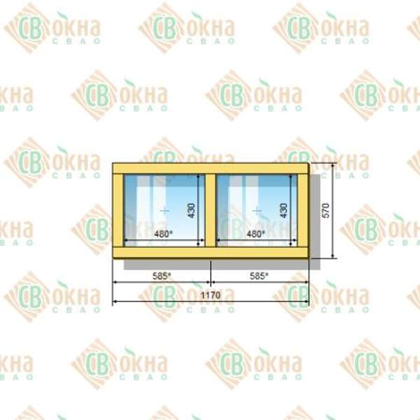 Окно ОД ОСП 570 х 1170 мм ГГ