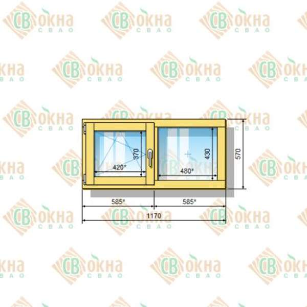 Окно ОД ОСП 570 х 1170 мм ОлГ