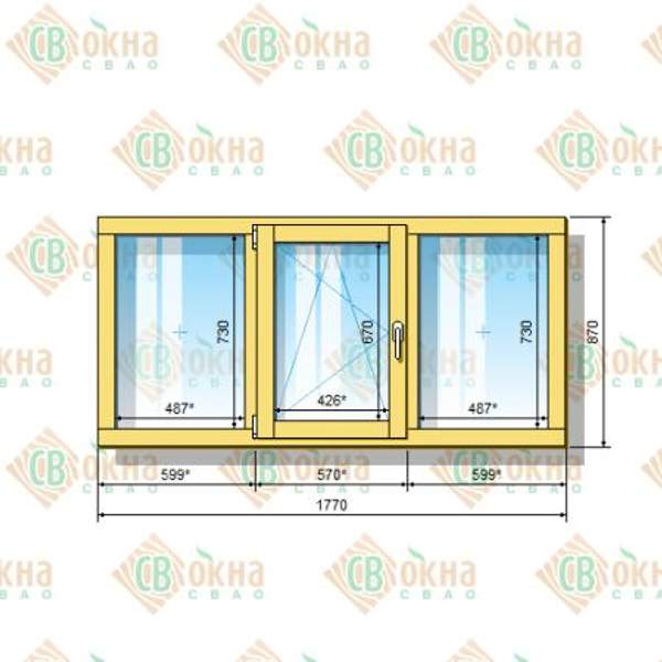 Окно ОД ОСП 870 х 1770 мм ГОлГ