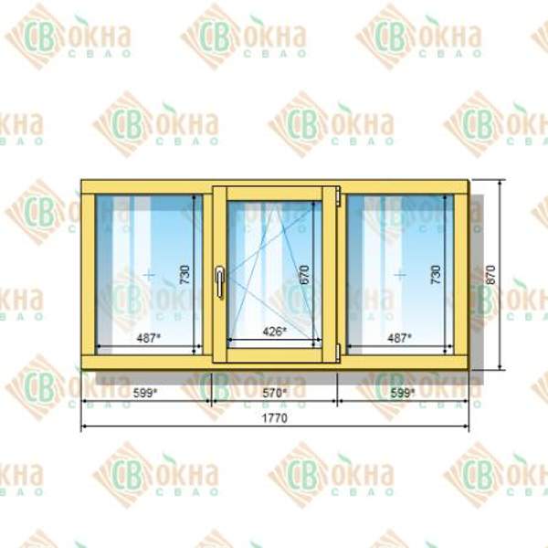 Окно ОД ОСП 870 х 1770 мм ГОпГ
