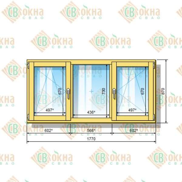 Окно ОД ОСП 870 х 1770 мм ОлГОп