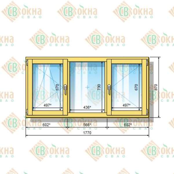 Окно ОД ОСП 870 х 1770 мм ОлГПп