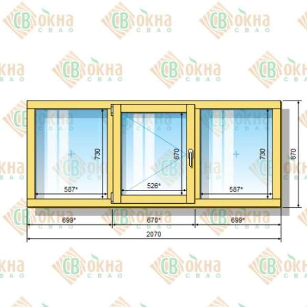 Окно ОД ОСП 870 х 2070 мм ГПлГ