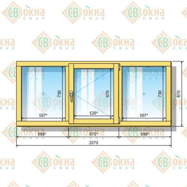Окно ОД ОСП 870 х 2070 мм ГПпГ