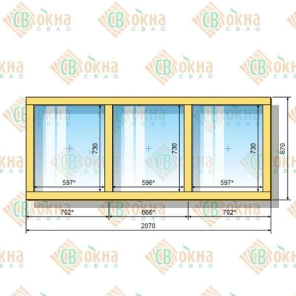 Окно ОД ОСП 870 х 2070 мм ГГГ
